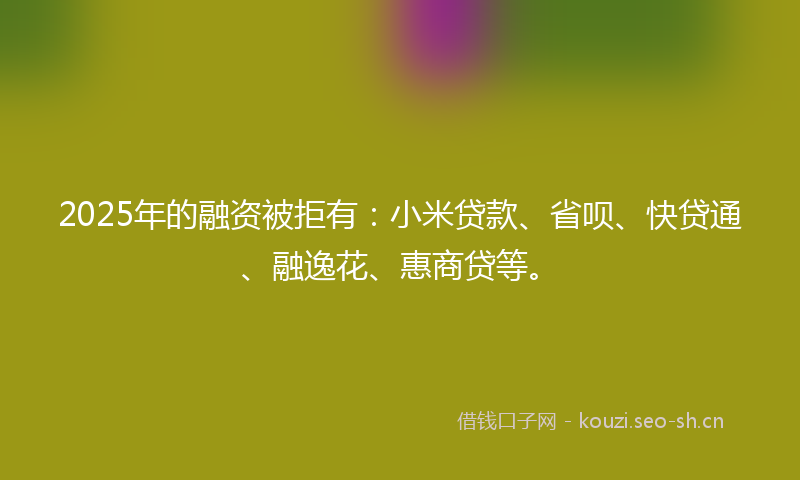 2025年的融资被拒有：小米贷款、省呗、快贷通、融逸花、惠商贷等。