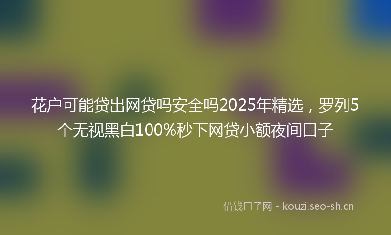 花户可能贷出网贷吗安全吗2025年精选，罗列5个无视黑白100%秒下网贷小额夜间口子