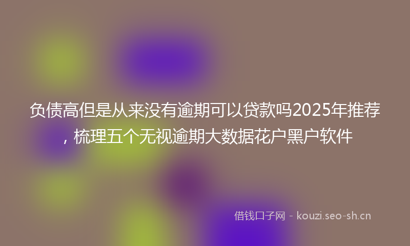 负债高但是从来没有逾期可以贷款吗2025年推荐，梳理五个无视逾期大数据花户黑户软件