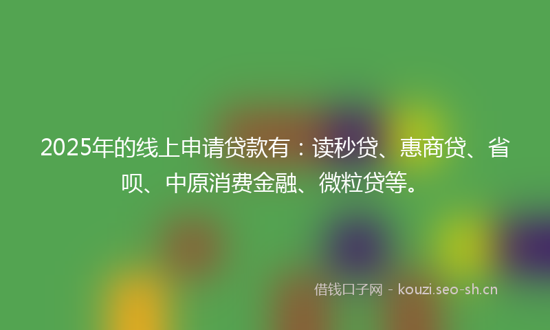 2025年的线上申请贷款有：读秒贷、惠商贷、省呗、中原消费金融、微粒贷等。