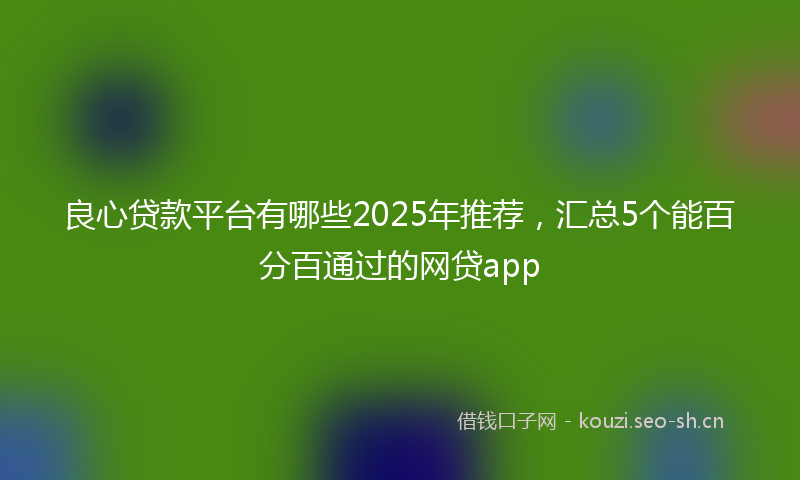 良心贷款平台有哪些2025年推荐，汇总5个能百分百通过的网贷app