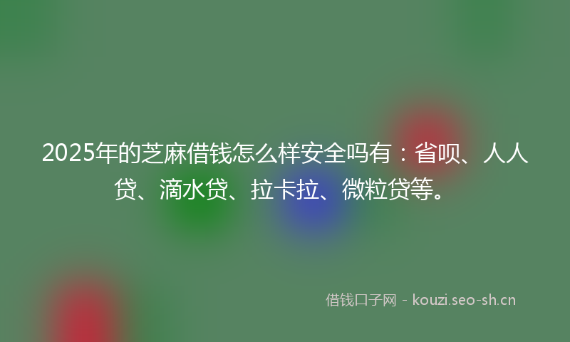 2025年的芝麻借钱怎么样安全吗有：省呗、人人贷、滴水贷、拉卡拉、微粒贷等。