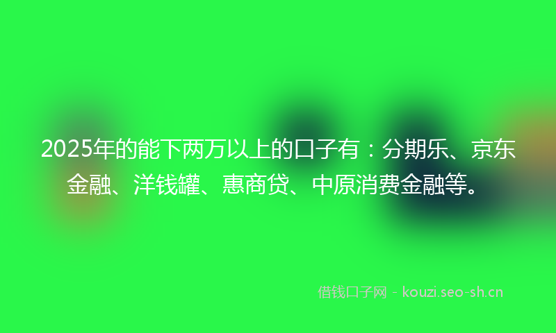 2025年的能下两万以上的口子有：分期乐、京东金融、洋钱罐、惠商贷、中原消费金融等。