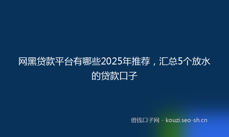 网黑贷款平台有哪些2025年推荐，汇总5个放水的贷款口子