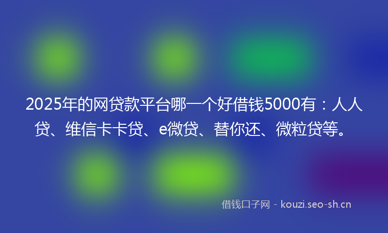 2025年的网贷款平台哪一个好借钱5000有：人人贷、维信卡卡贷、e微贷、替你还、微粒贷等。