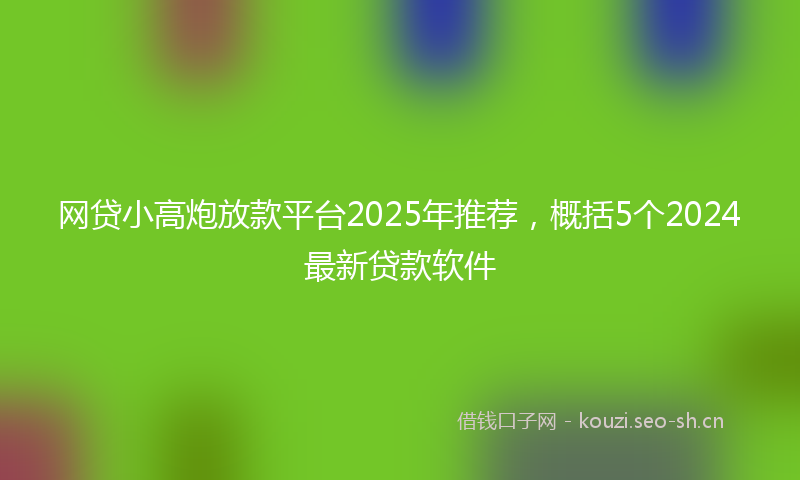 网贷小高炮放款平台2025年推荐，概括5个2024最新贷款软件