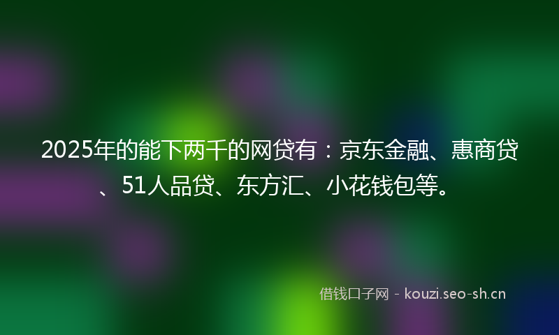 2025年的能下两千的网贷有：京东金融、惠商贷、51人品贷、东方汇、小花钱包等。