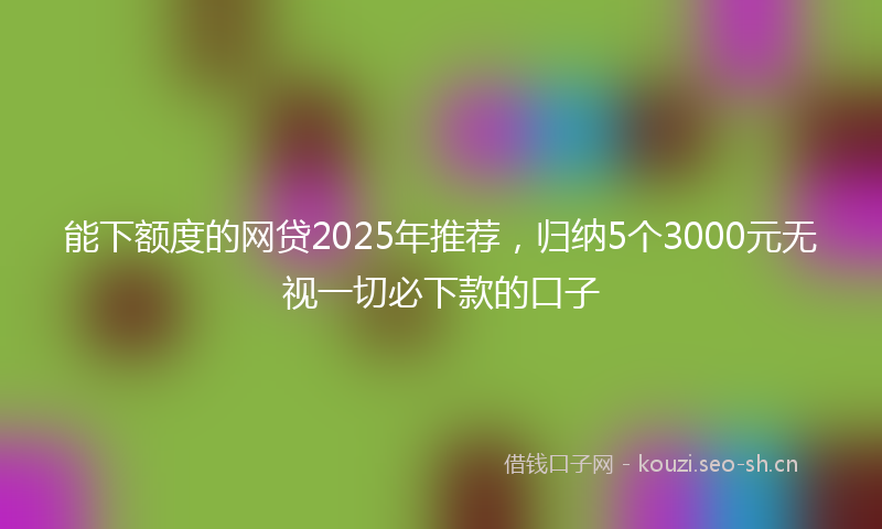 能下额度的网贷2025年推荐，归纳5个3000元无视一切必下款的口子