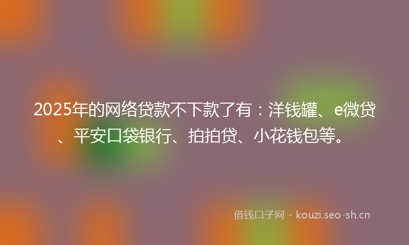 2025年的网络贷款不下款了有：洋钱罐、e微贷、平安口袋银行、拍拍贷、小花钱包等。