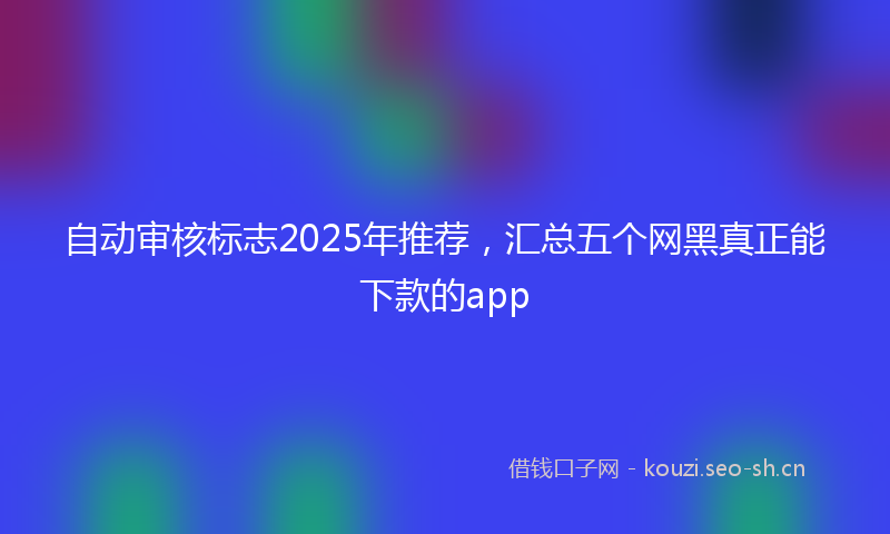 自动审核标志2025年推荐，汇总五个网黑真正能下款的app