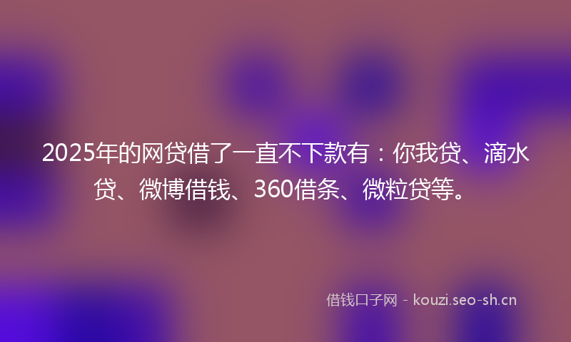 2025年的网贷借了一直不下款有：你我贷、滴水贷、微博借钱、360借条、微粒贷等。