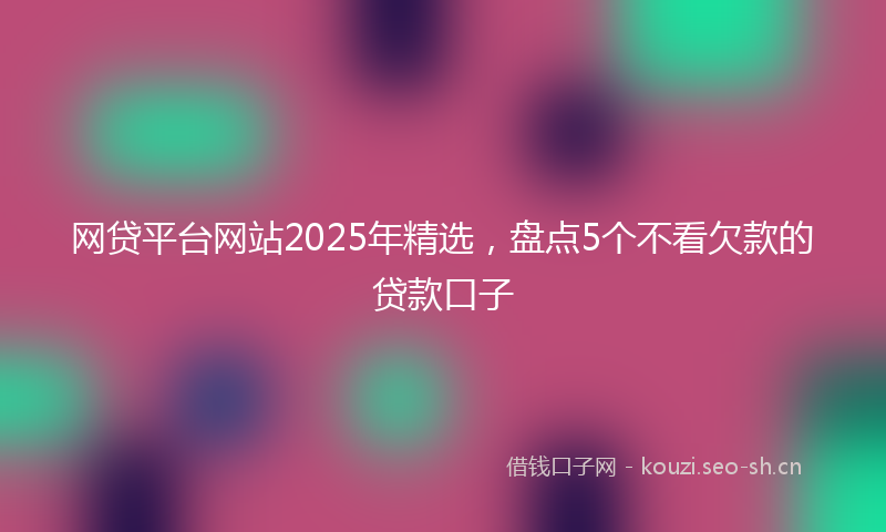 网贷平台网站2025年精选，盘点5个不看欠款的贷款口子