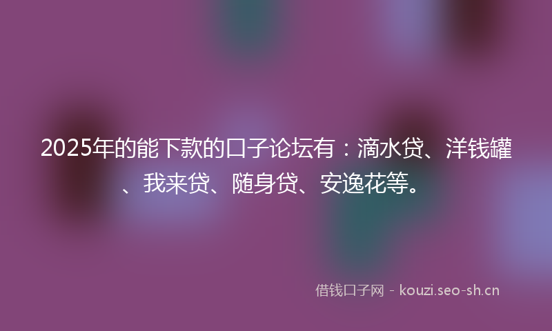 2025年的能下款的口子论坛有：滴水贷、洋钱罐、我来贷、随身贷、安逸花等。