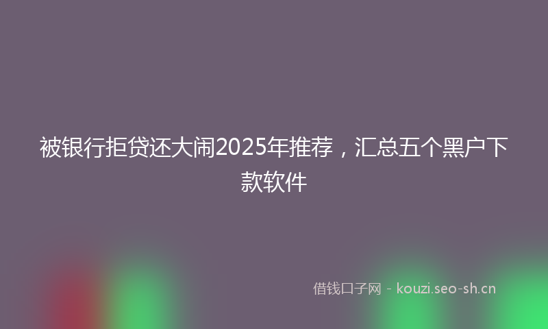 被银行拒贷还大闹2025年推荐，汇总五个黑户下款软件