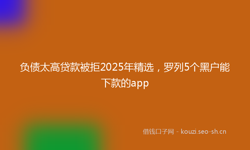 负债太高贷款被拒2025年精选，罗列5个黑户能下款的app