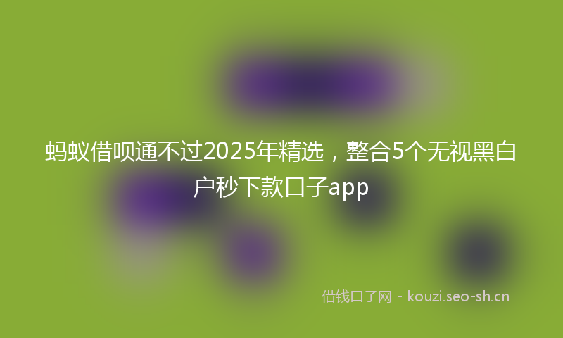 蚂蚁借呗通不过2025年精选，整合5个无视黑白户秒下款口子app
