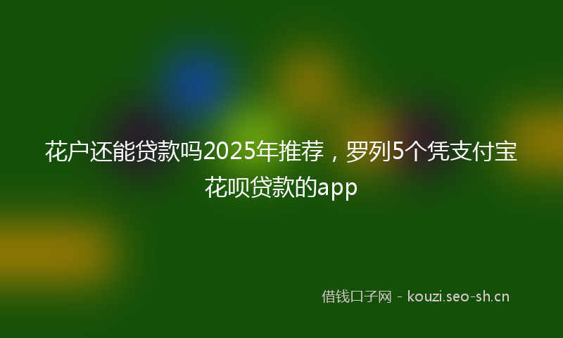 花户还能贷款吗2025年推荐，罗列5个凭支付宝花呗贷款的app