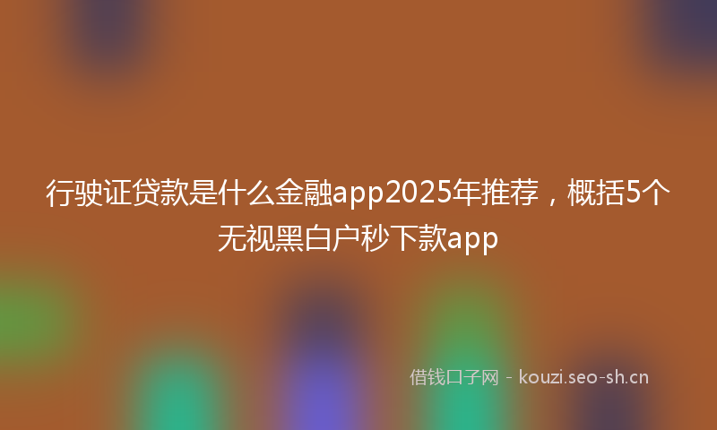 行驶证贷款是什么金融app2025年推荐，概括5个无视黑白户秒下款app