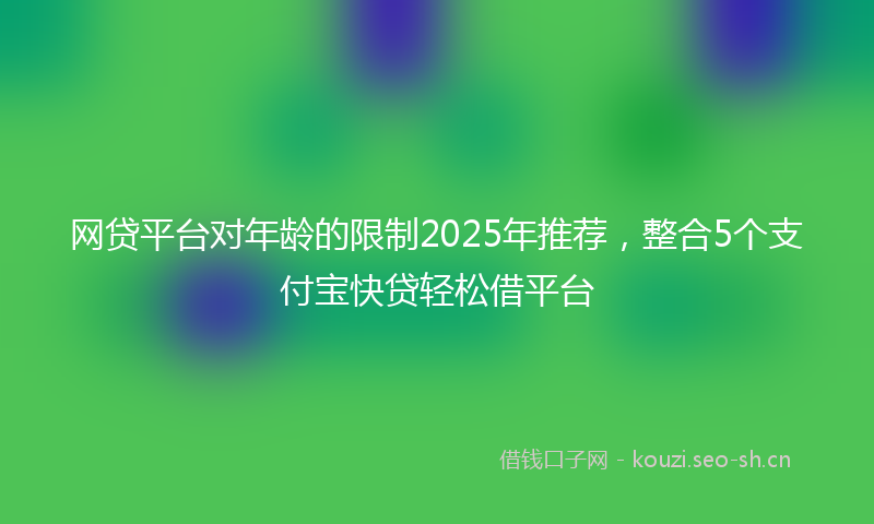 网贷平台对年龄的限制2025年推荐，整合5个支付宝快贷轻松借平台