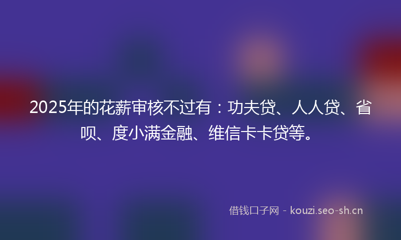 2025年的花薪审核不过有：功夫贷、人人贷、省呗、度小满金融、维信卡卡贷等。