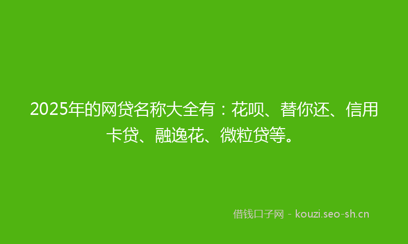2025年的网贷名称大全有：花呗、替你还、信用卡贷、融逸花、微粒贷等。