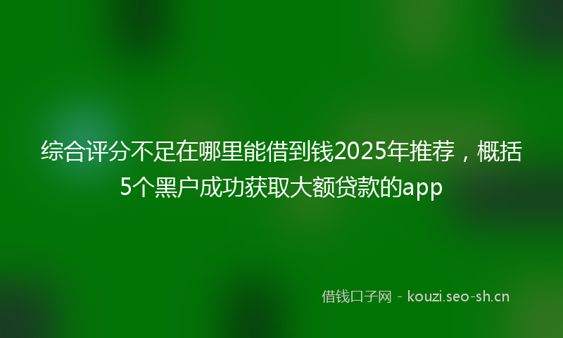 综合评分不足在哪里能借到钱2025年推荐，概括5个黑户成功获取大额贷款的app