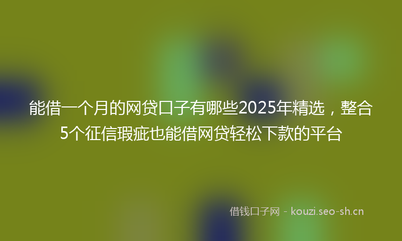 能借一个月的网贷口子有哪些2025年精选，整合5个征信瑕疵也能借网贷轻松下款的平台