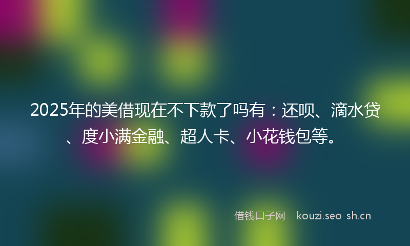 2025年的美借现在不下款了吗有：还呗、滴水贷、度小满金融、超人卡、小花钱包等。