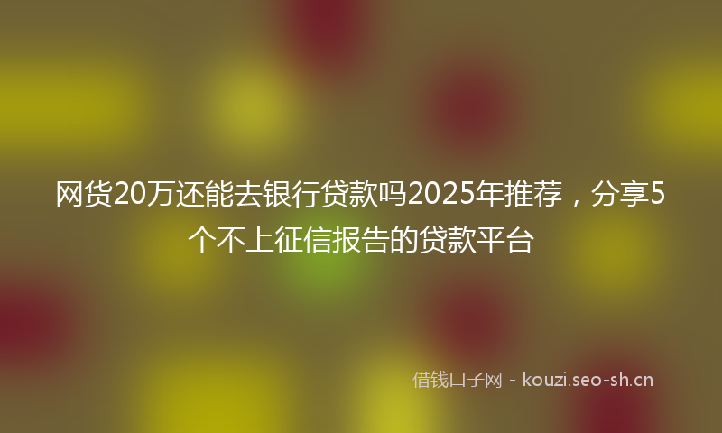 网货20万还能去银行贷款吗2025年推荐,分享5个不上征信报告的贷款平台