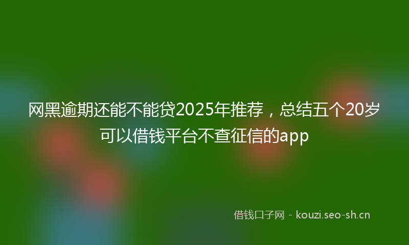 网黑逾期还能不能贷2025年推荐，总结五个20岁可以借钱平台不查征信的app