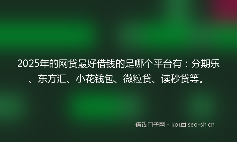 2025年的网贷最好借钱的是哪个平台有：分期乐、东方汇、小花钱包、微粒贷、读秒贷等。