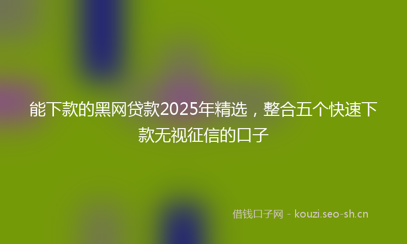能下款的黑网贷款2025年精选，整合五个快速下款无视征信的口子