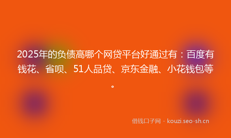 2025年的负债高哪个网贷平台好通过有：百度有钱花、省呗、51人品贷、京东金融、小花钱包等。