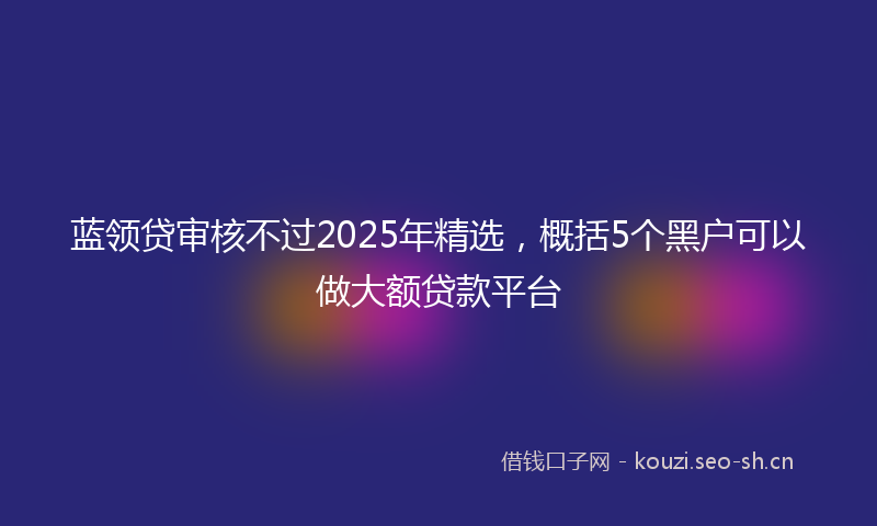 蓝领贷审核不过2025年精选，概括5个黑户可以做大额贷款平台