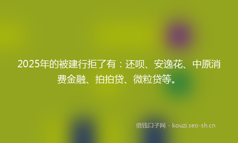 2025年的被建行拒了有：还呗、安逸花、中原消费金融、拍拍贷、微粒贷等。