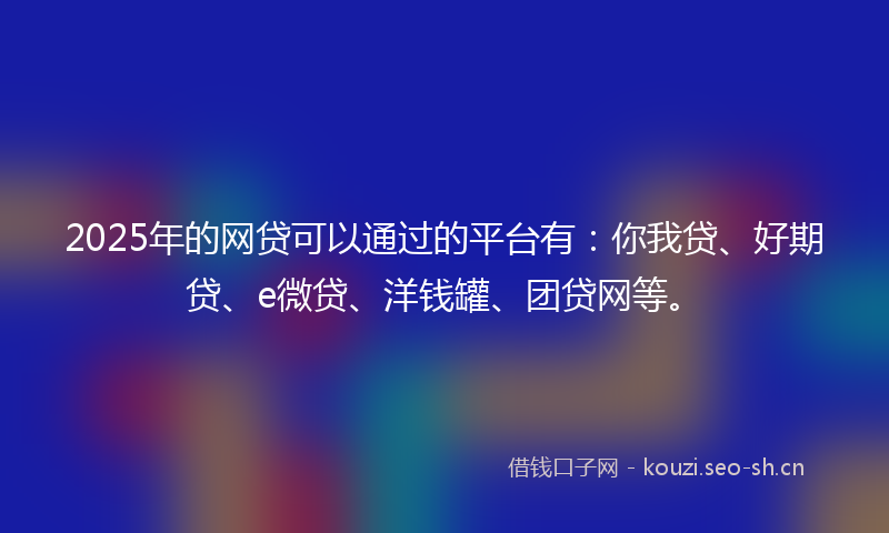 2025年的网贷可以通过的平台有：你我贷、好期贷、e微贷、洋钱罐、团贷网等。