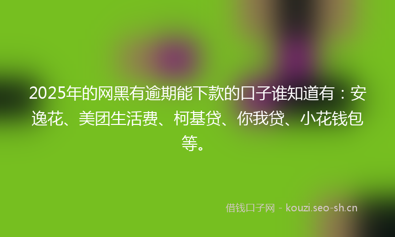 2025年的网黑有逾期能下款的口子谁知道有：安逸花、美团生活费、柯基贷、你我贷、小花钱包等。
