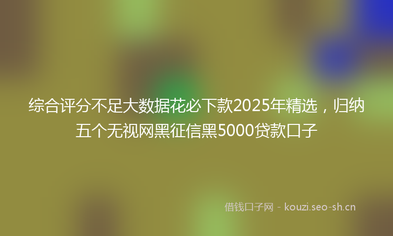 综合评分不足大数据花必下款2025年精选，归纳五个无视网黑征信黑5000贷款口子