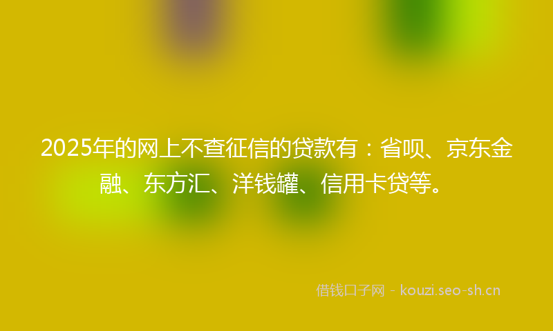 2025年的网上不查征信的贷款有：省呗、京东金融、东方汇、洋钱罐、信用卡贷等。