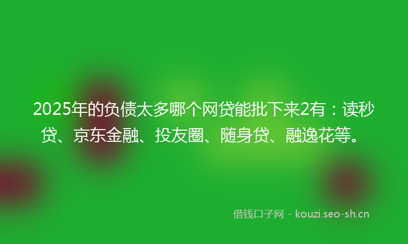 2025年的负债太多哪个网贷能批下来2有：读秒贷、京东金融、投友圈、随身贷、融逸花等。