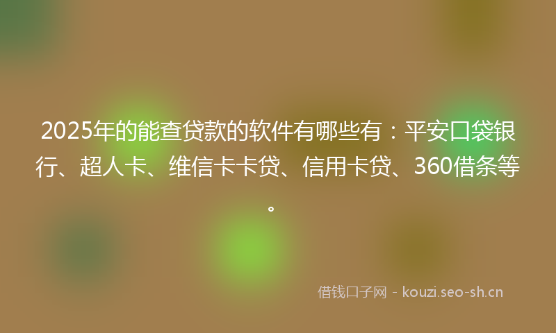 2025年的能查贷款的软件有哪些有：平安口袋银行、超人卡、维信卡卡贷、信用卡贷、360借条等。