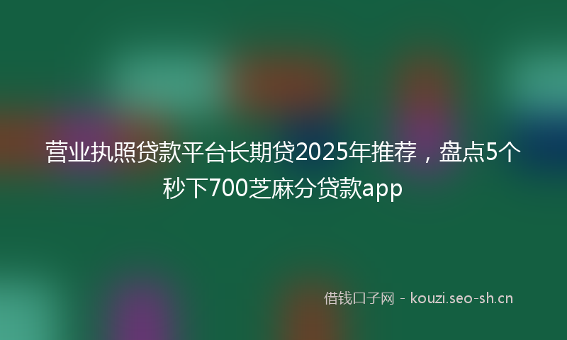 营业执照贷款平台长期贷2025年推荐，盘点5个秒下700芝麻分贷款app