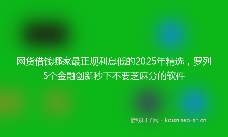 网货借钱哪家最正规利息低的2025年精选,罗列5个金融创新秒下不要芝麻分的软件