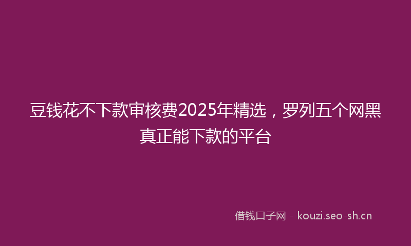 豆钱花不下款审核费2025年精选，罗列五个网黑真正能下款的平台