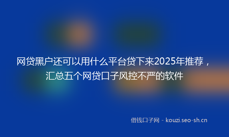 网贷黑户还可以用什么平台贷下来2025年推荐，汇总五个网贷口子风控不严的软件