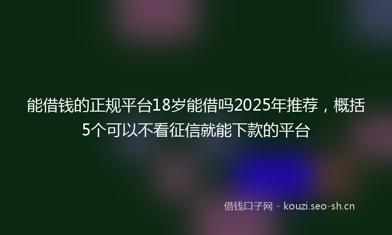 能借钱的正规平台18岁能借吗2025年推荐，概括5个可以不看征信就能下款的平台