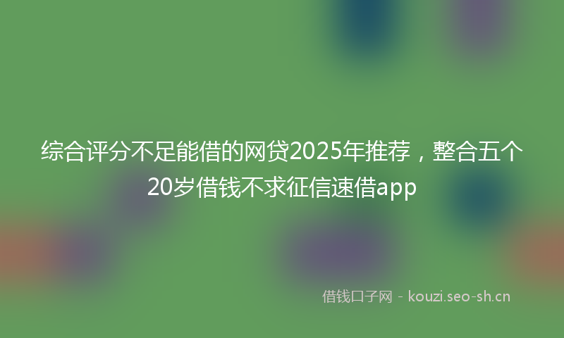 综合评分不足能借的网贷2025年推荐，整合五个20岁借钱不求征信速借app