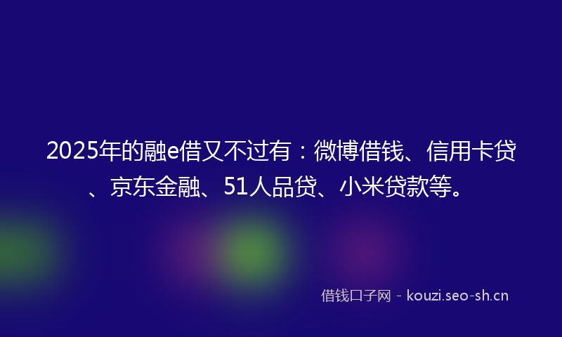 2025年的融e借又不过有：微博借钱、信用卡贷、京东金融、51人品贷、小米贷款等。