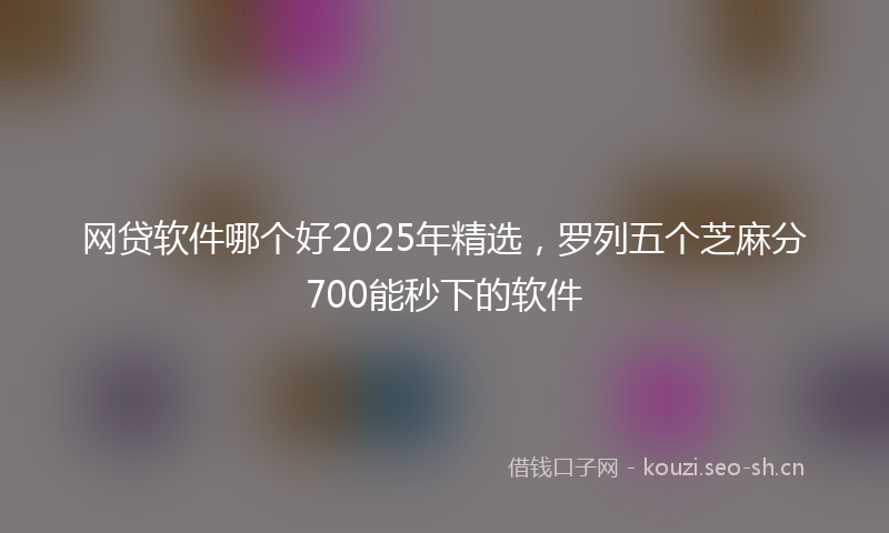 网贷软件哪个好2025年精选，罗列五个芝麻分700能秒下的软件