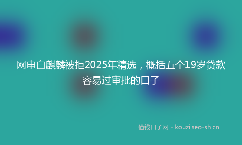 网申白麒麟被拒2025年精选，概括五个19岁贷款容易过审批的口子